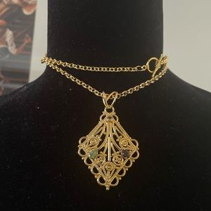 Gold plated necklace with pendant necklace